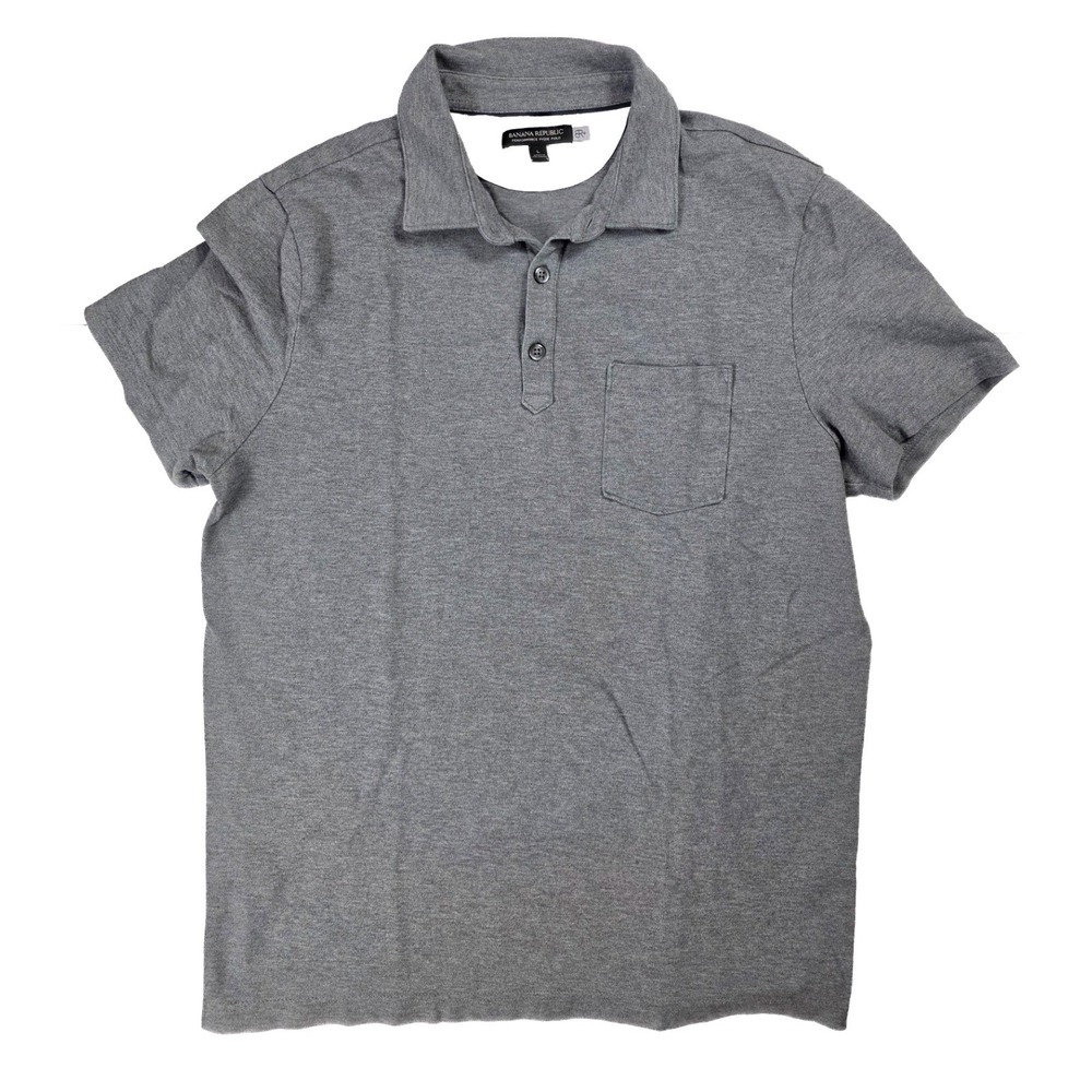 Banana Republic Gray Performance Pique Polo Shirt Men's Size Large